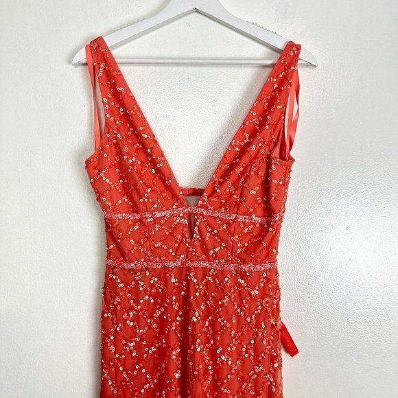 Mac Duggal Peach Embellished Maxi Dress - Picture 4 of 10